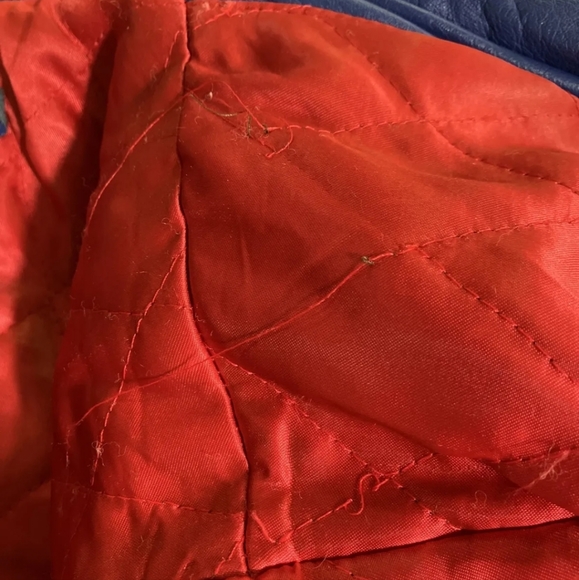 Vintage Blue Red and Yellow Starter Leather Jacket size S - Picture 6 of 6